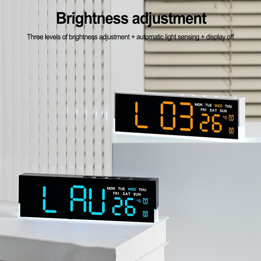 LED Large Digital Wall Clock with Remote Control Date Temperature Alarm Display