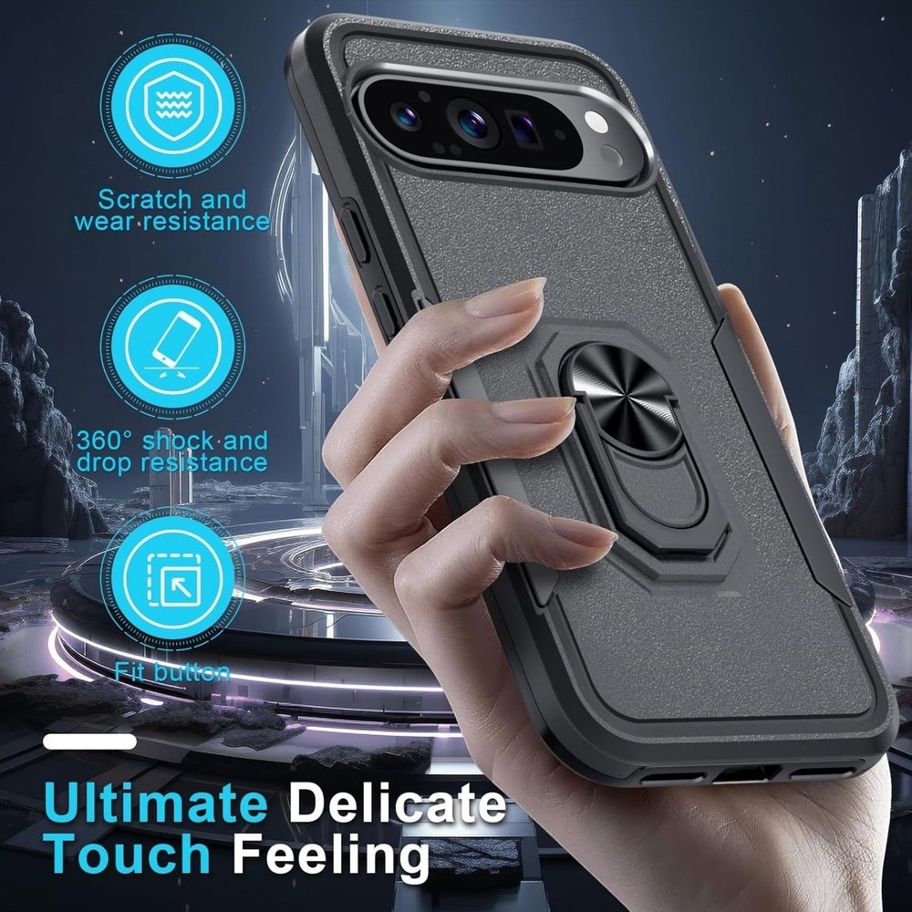 Google Pixel 10 Pro XL Case with Screen Protector + Camera Lens Protector, Black