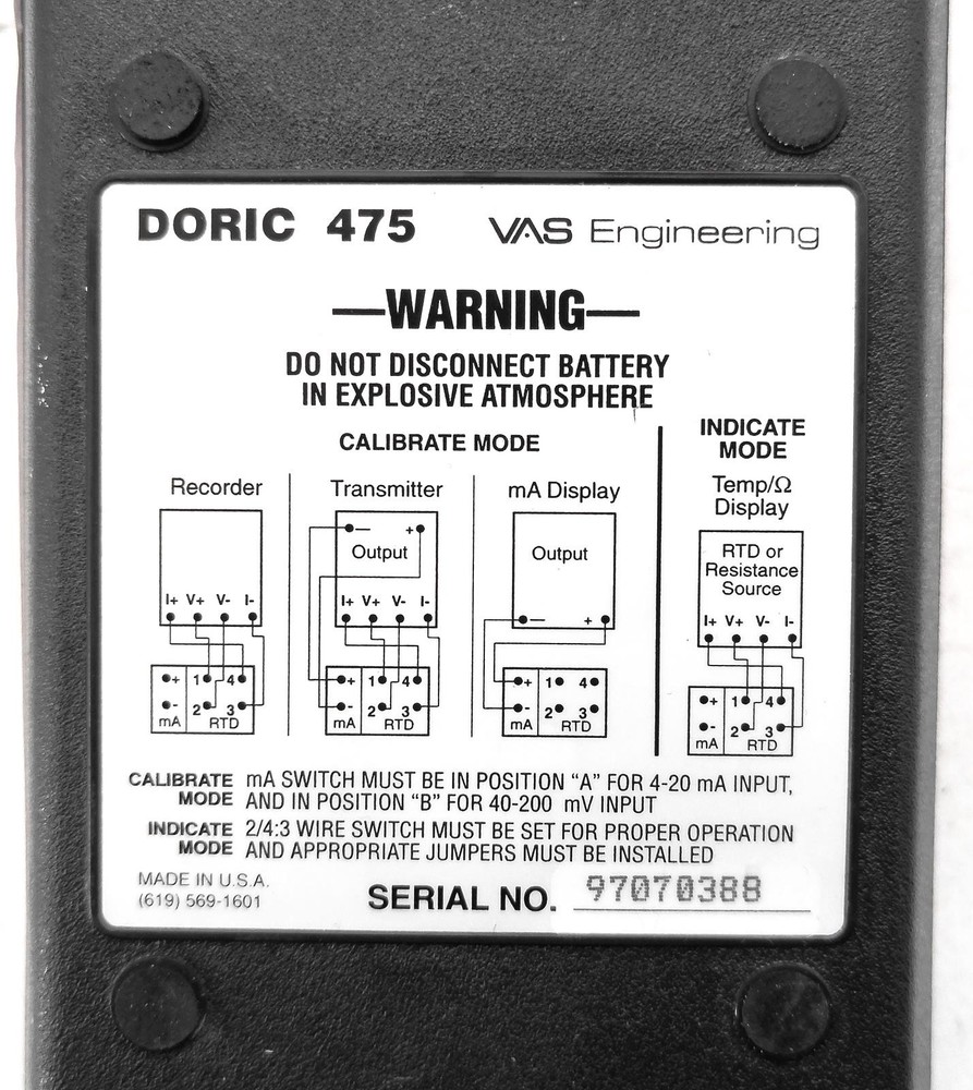VAS INSTRUMENTS DORIC 475 RTD DIGITAL TEMPERATURE CALIBRATOR