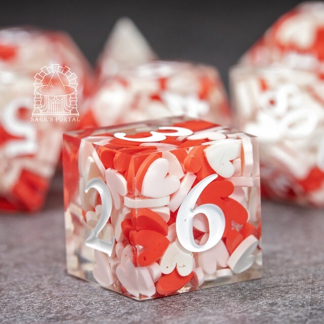 Sage's Exaltations - Pure Love Sharp Edge Resin Polyhedral Dice Set