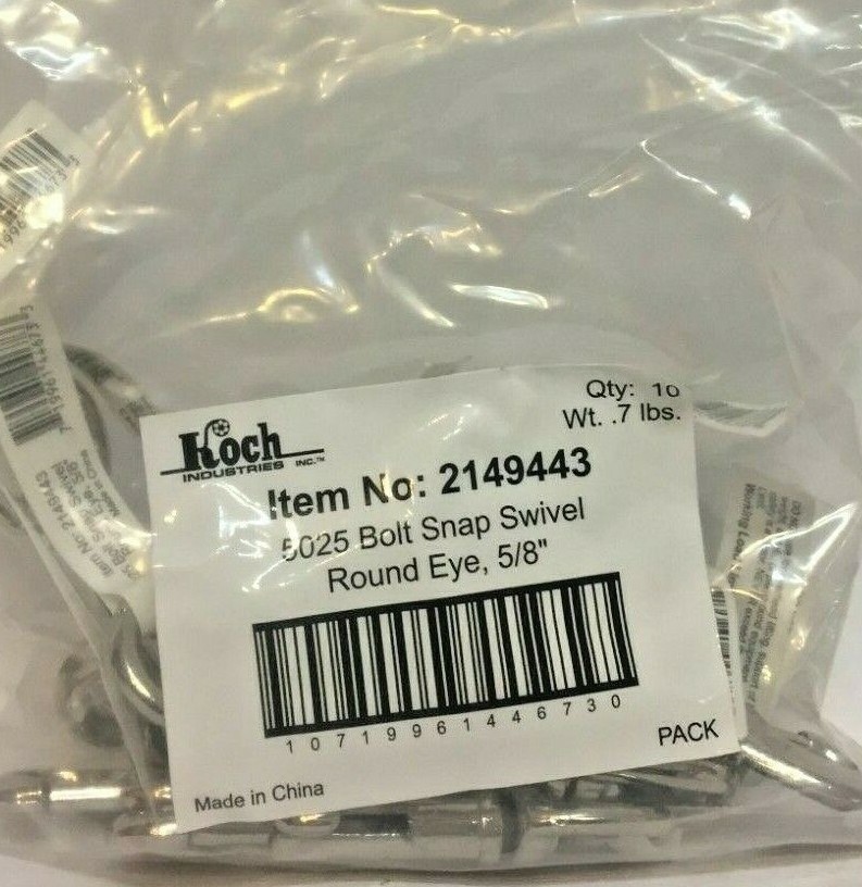 10 pc Swivel Eye Bolt Snap Hook Round Swivel Silver