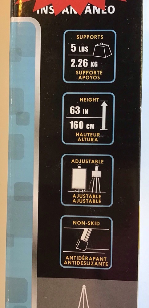 Quartet 63" Instant Display Easel Compact Lightweight Adjustable, Black NIB