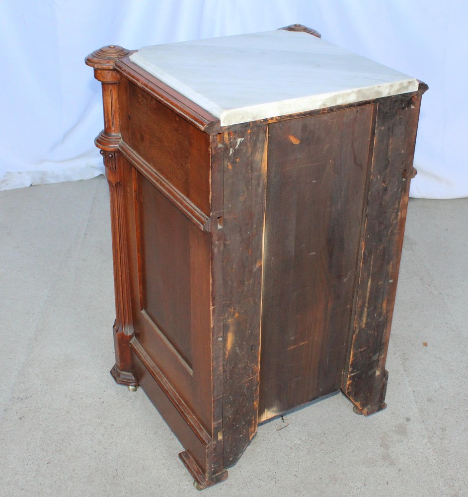 Antique Victorian marble top Walnut half Commode