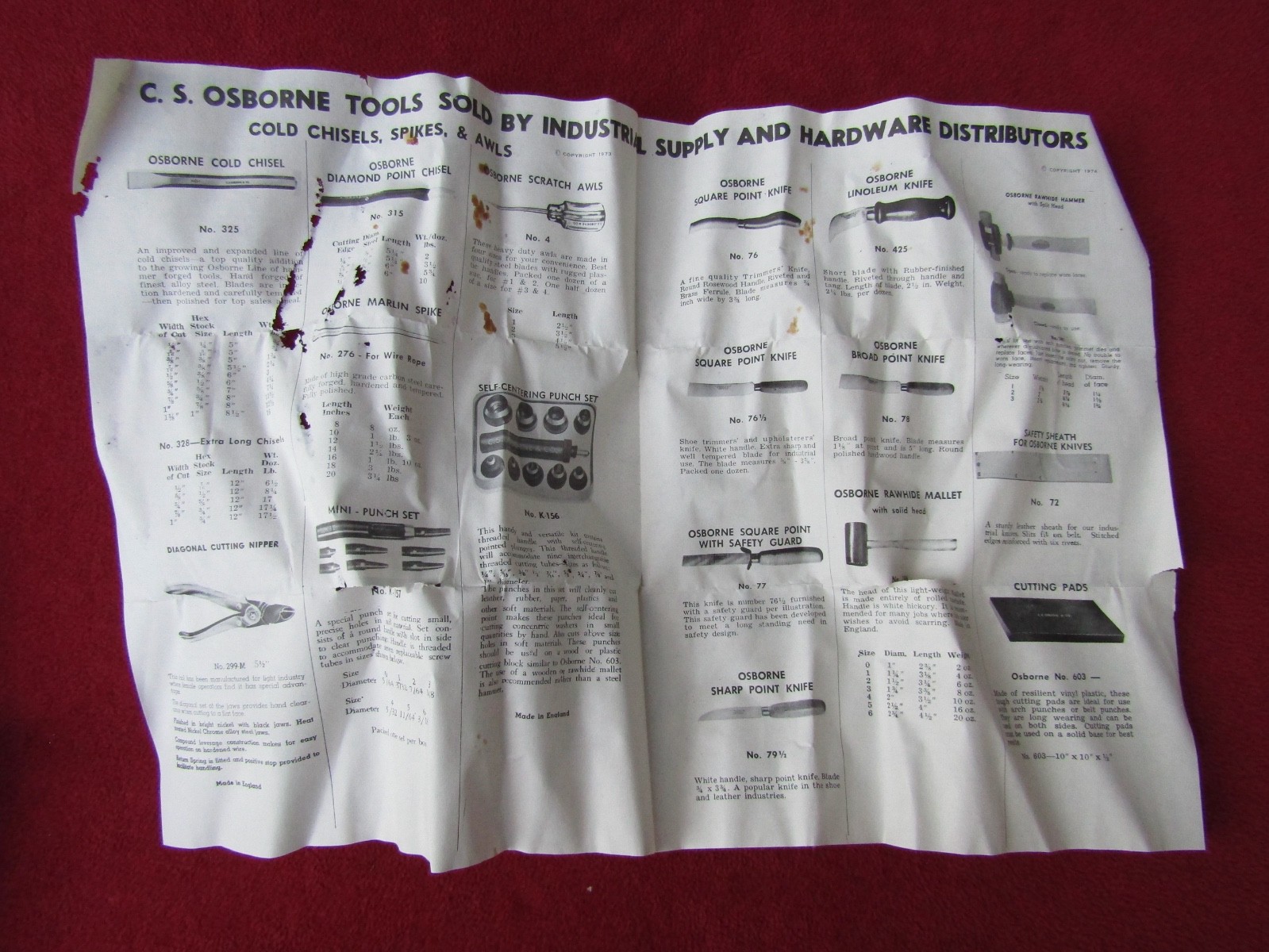 C.S. OSBORNE 149 Arch Punch 11/16" Round Circular Leather Rubber Vinyl Made USA