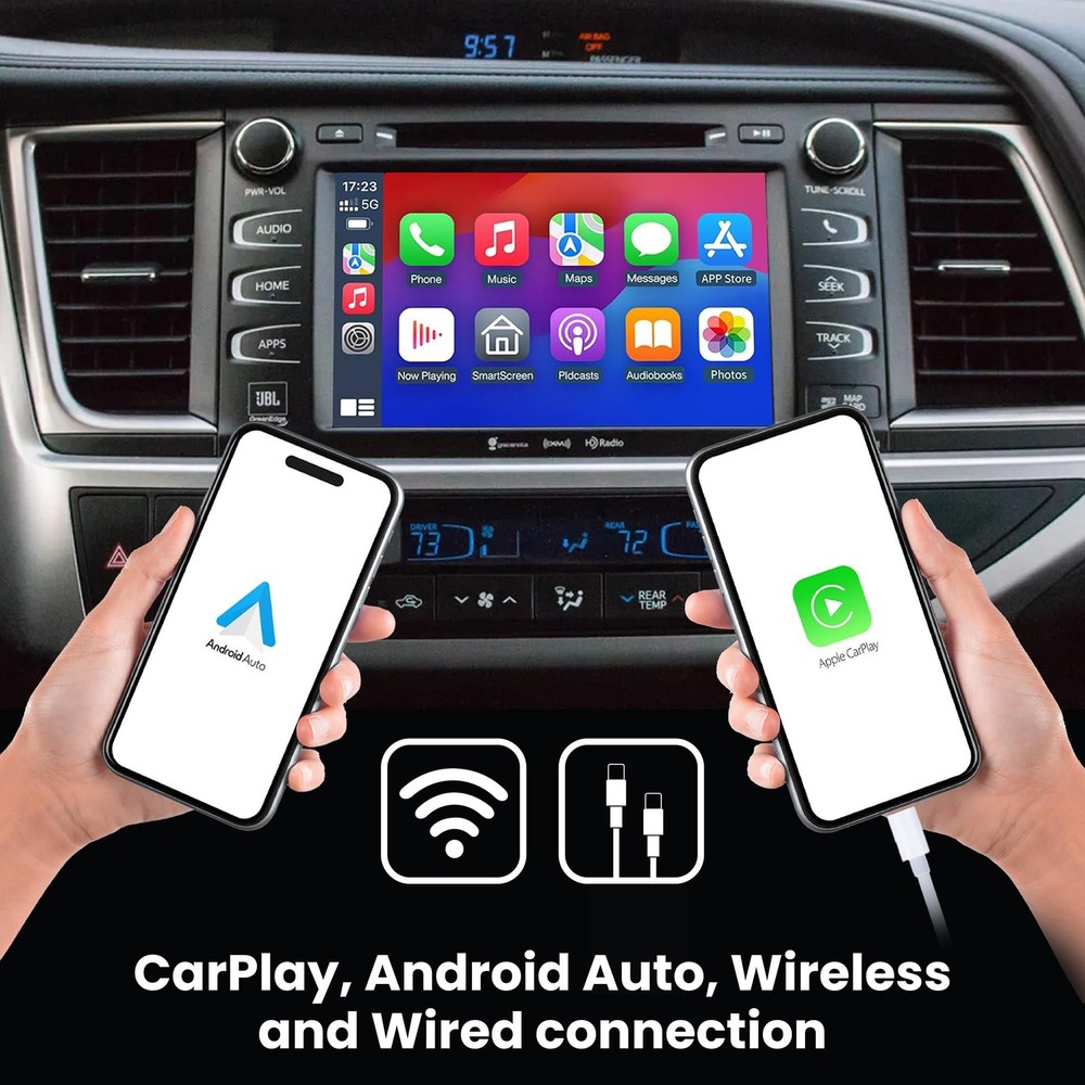 Wireless/Wired Adapter for CarPlay Android Auto Compatible with Toyota Highla...