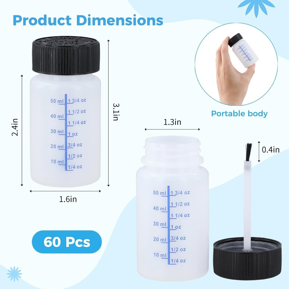 60 Pcs 2 Oz Touch Up Paint Container - Empty Bottles 2 Ounces