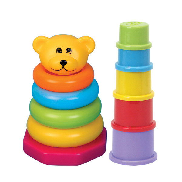 Fun Time My 1st Teach Time Gift Set, Shape sorter, bear & cups stacker 6+ months