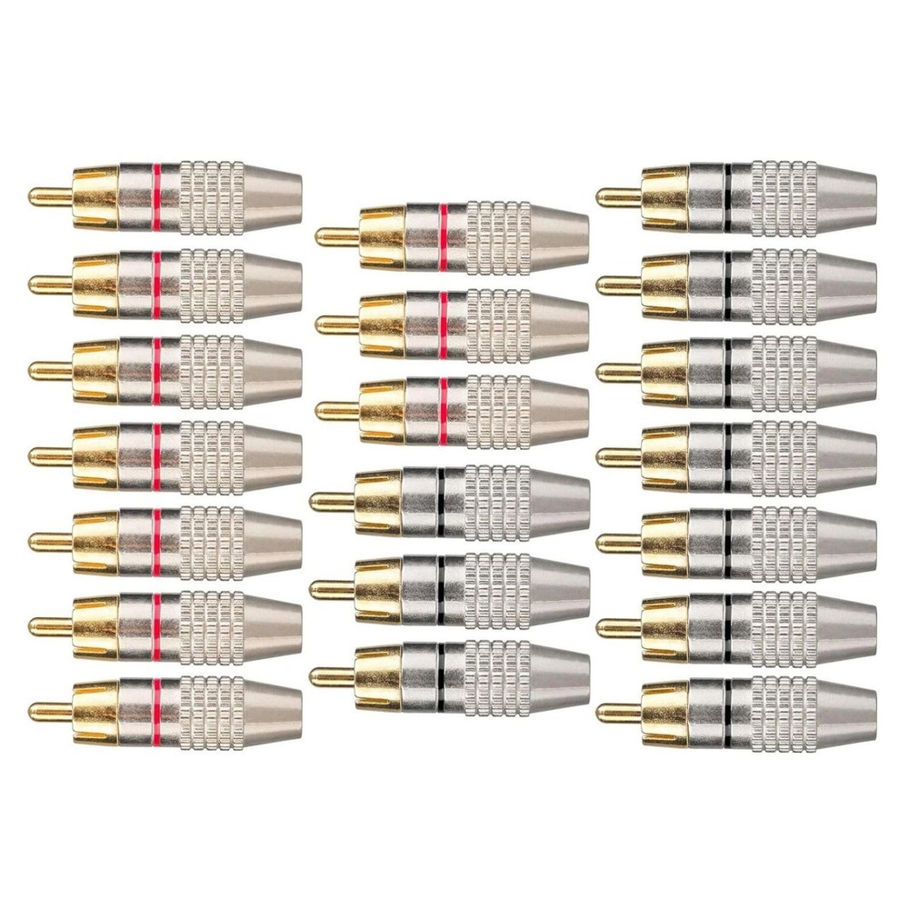 20PCS RCA Male Adapter Plug With Color-Coded for Easy Polarity Identification