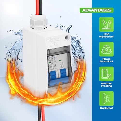Solar Panel Disconnect Switch, 20 Amp DC 500V Breaker Box PV DC500V 20A