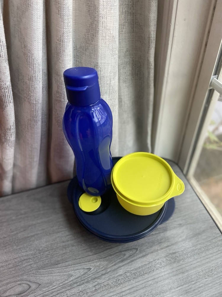 Tupperware Lunch Set 25 oz Bottle Crystal Wave Divided , Sm Container 400ml