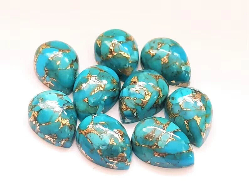 AAA+ Blue Copper Turquoise "Smooth" Pear Shape Loose Gemstone