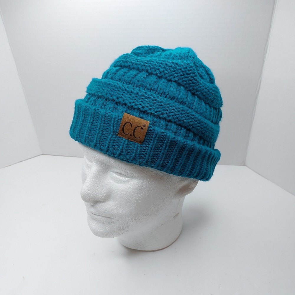 CC Teal Knit Beanie Hat Cap