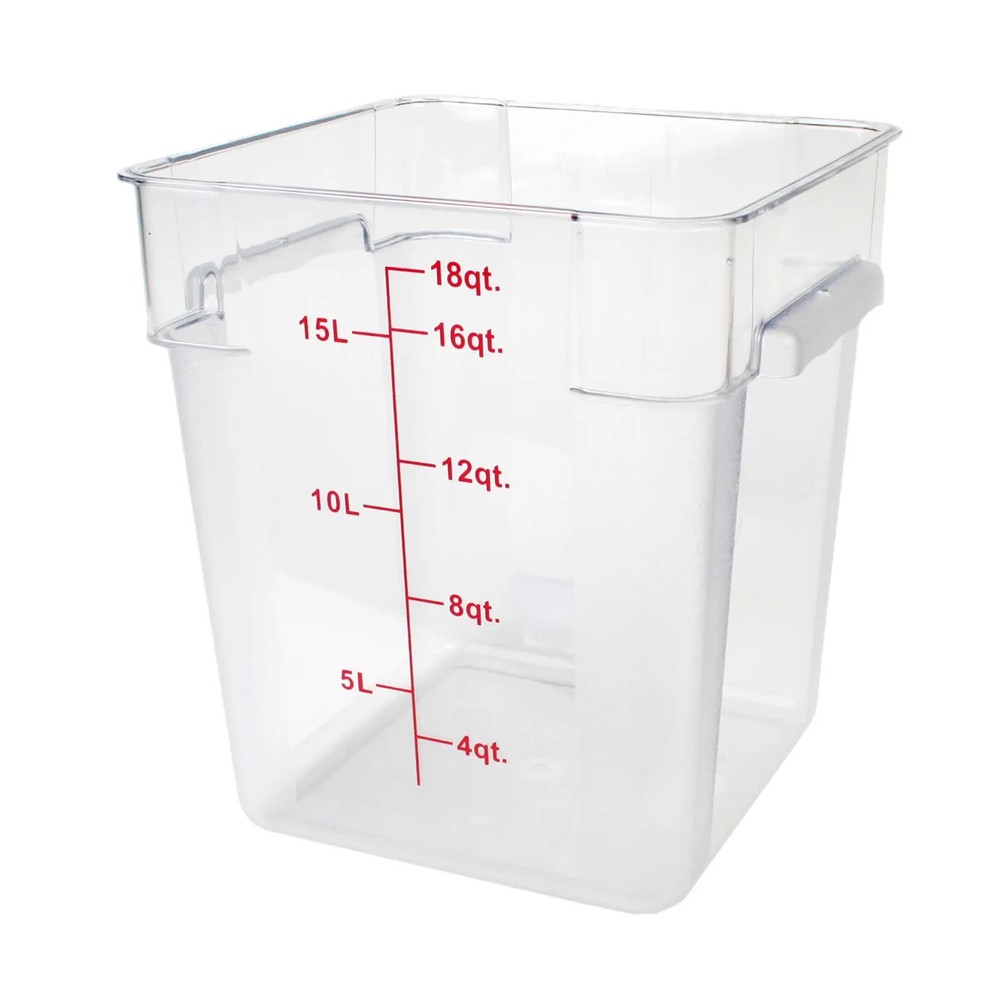 Thunder Group 18 Quart Square Clear Polycarbonate Food Storage Container