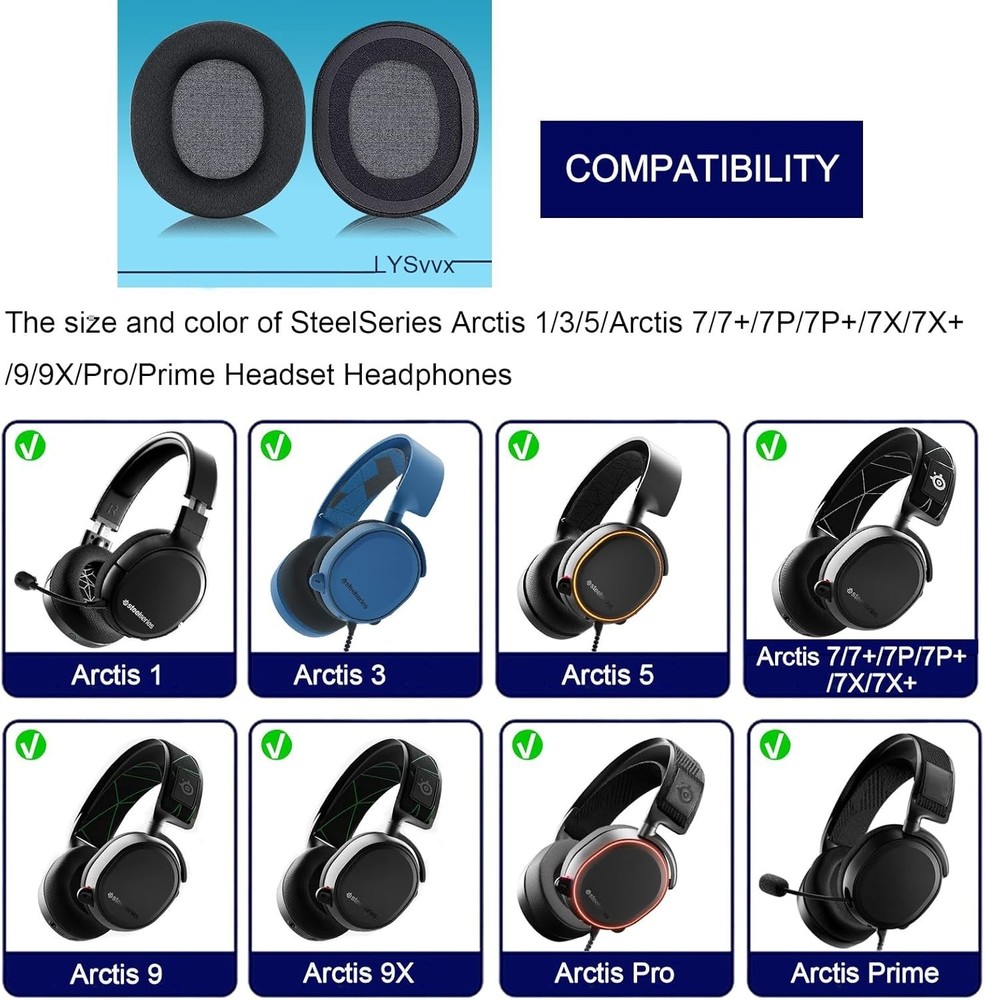 SteelSeries Arctis 7 Replacement Ear Cushions | Memory Foam & Leather