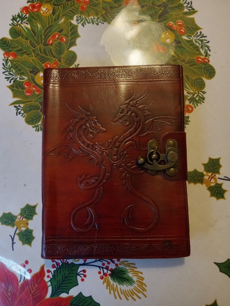 Double dragon embossed journal with metal lock