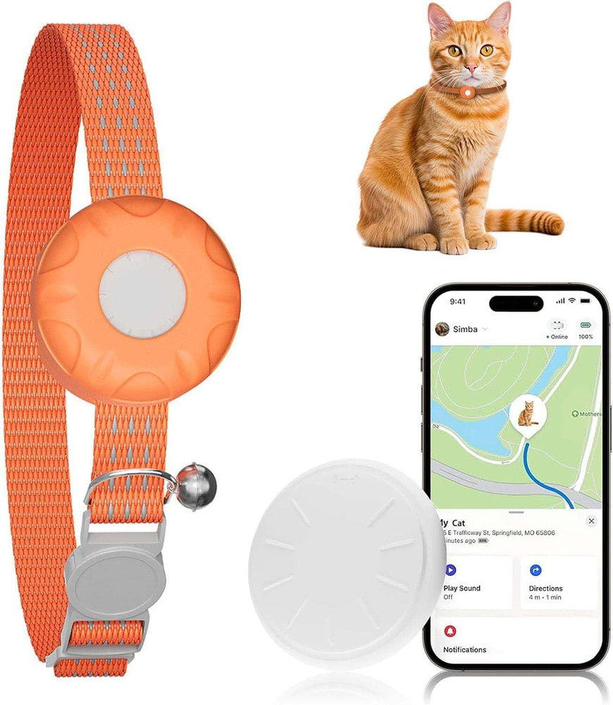 Cat Tracker, MINI Pet Tracker for Cats, Cat GPS Tracker Compatible with Apple Fi