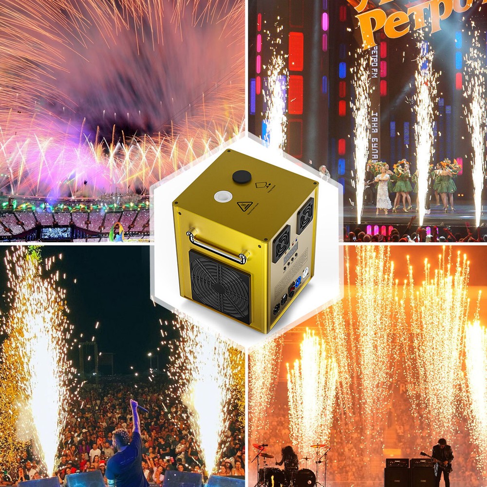 2x 700W Cold Spark Machine w/ Case DMX Wireless Remote Control Firework Machine