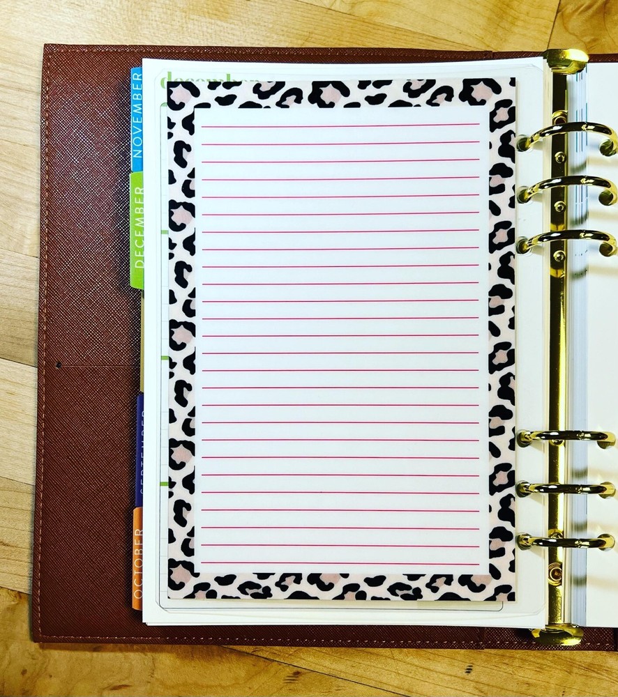 Lined Notes Wild Lists Dashboard Insert 4 use with ErinCondren A5 Ring Agenda