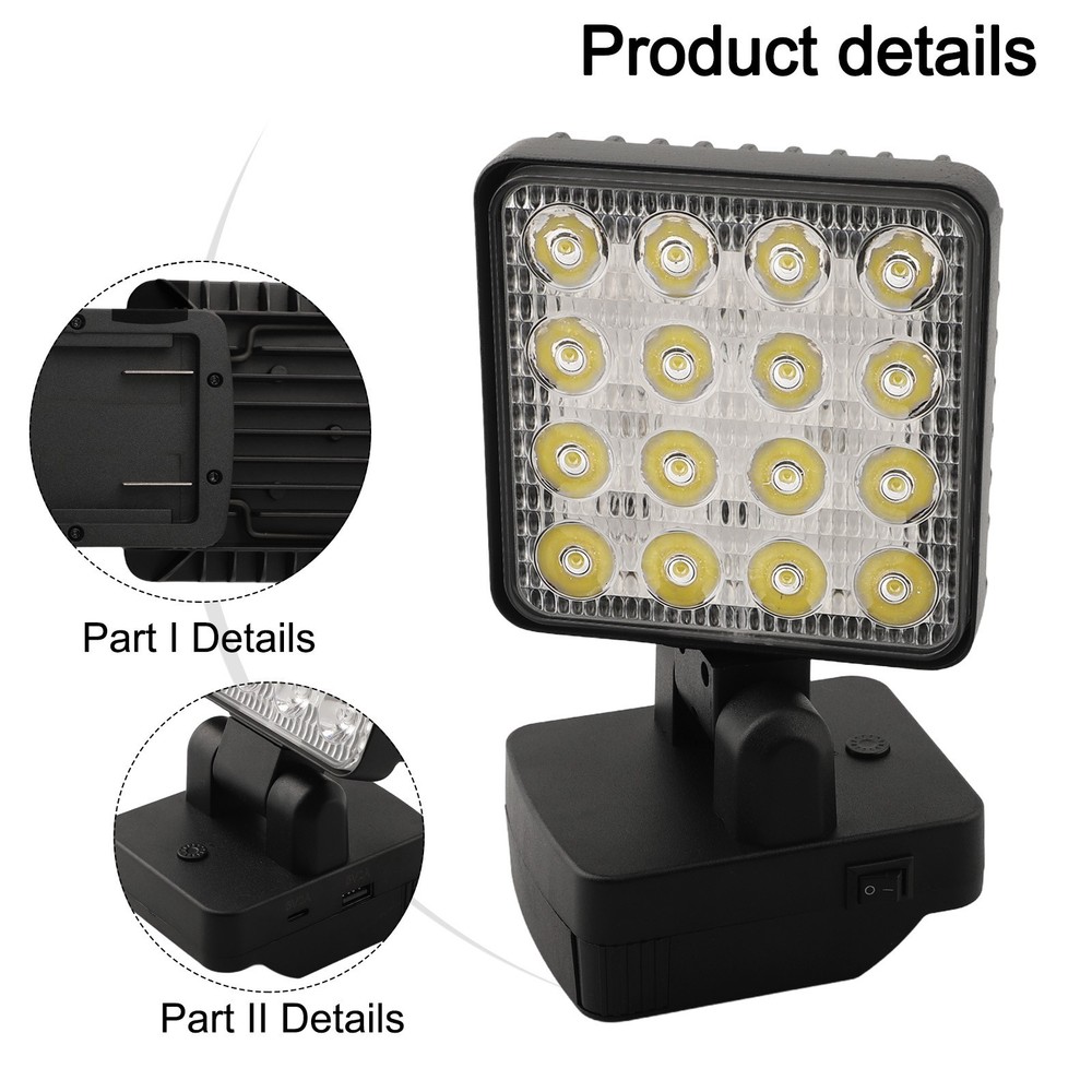 Easily Adjustable Cordless LED Work Light Compatible with For Metabo Batteries