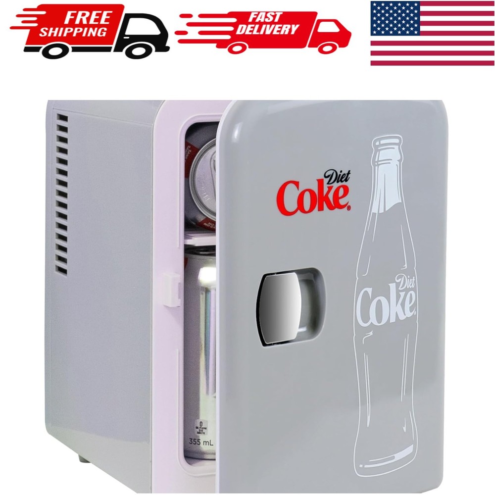 Chic Coca-Cola Mini Fridge: Cute Compact Beverage Storage - Silent Operation