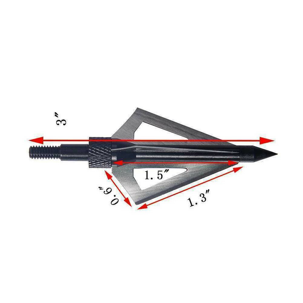 12pcs 3 Fixed Blade Hunting Broadheads 125Grain Compound Crossbow Tips With Case