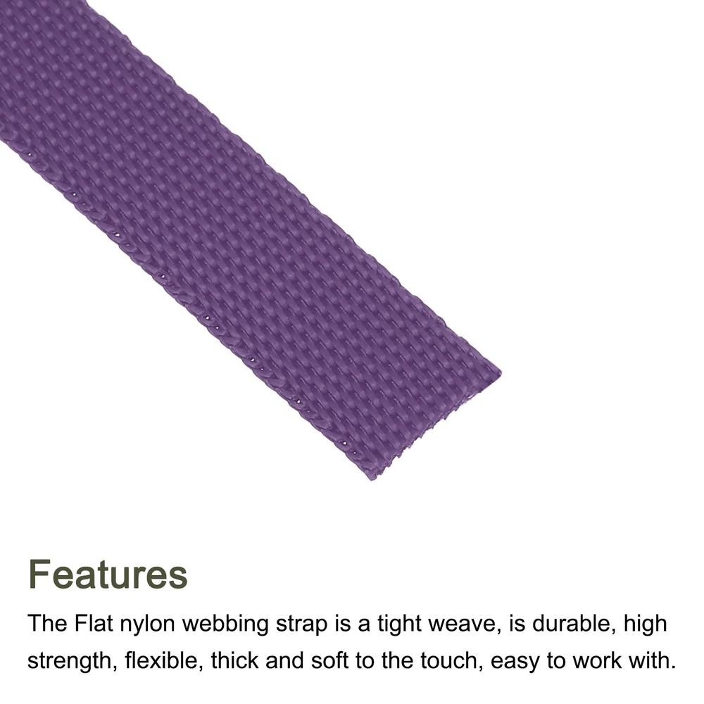 Flat Nylon Webbing Strap 3/8 Inch 10 Yards Bean Purple for Backpack