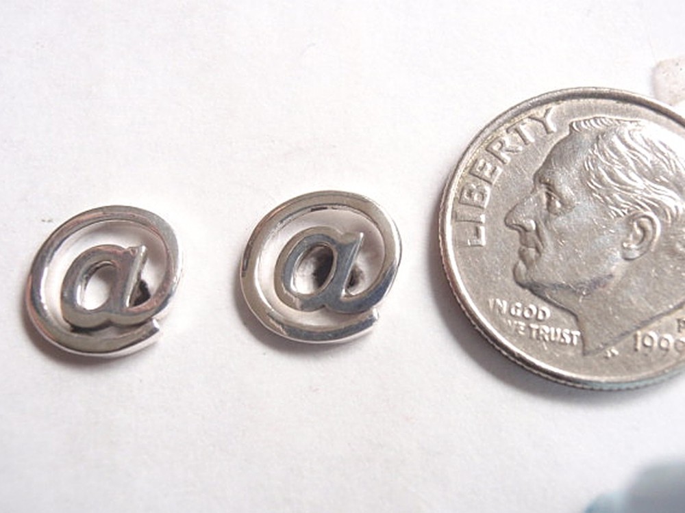 The @ Symbol Stud Earrings 925 Sterling Silver