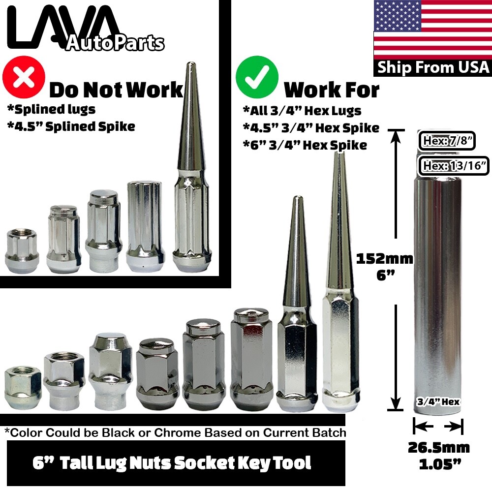 24x 6" Red 14x1.5 Spike Lug Nut Fit Chevy Silverado1500 Tahoe Suburban Traverse