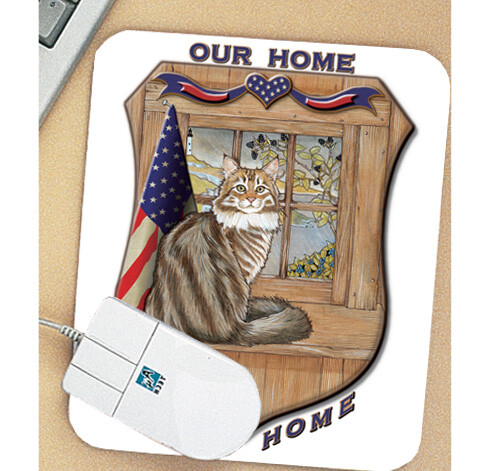 Maine Coon Cat Patriotic Mouse Pad