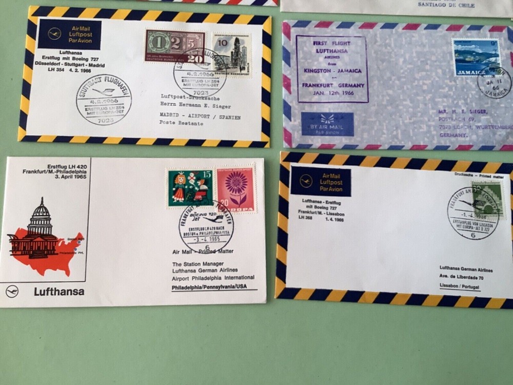 Airmail flight cover mixed World 9 items Ref A1475