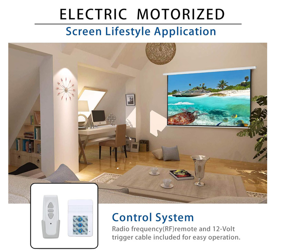 120" Motorized Projector Screen Electric Diagonal Automatic Projection 4:3 HD