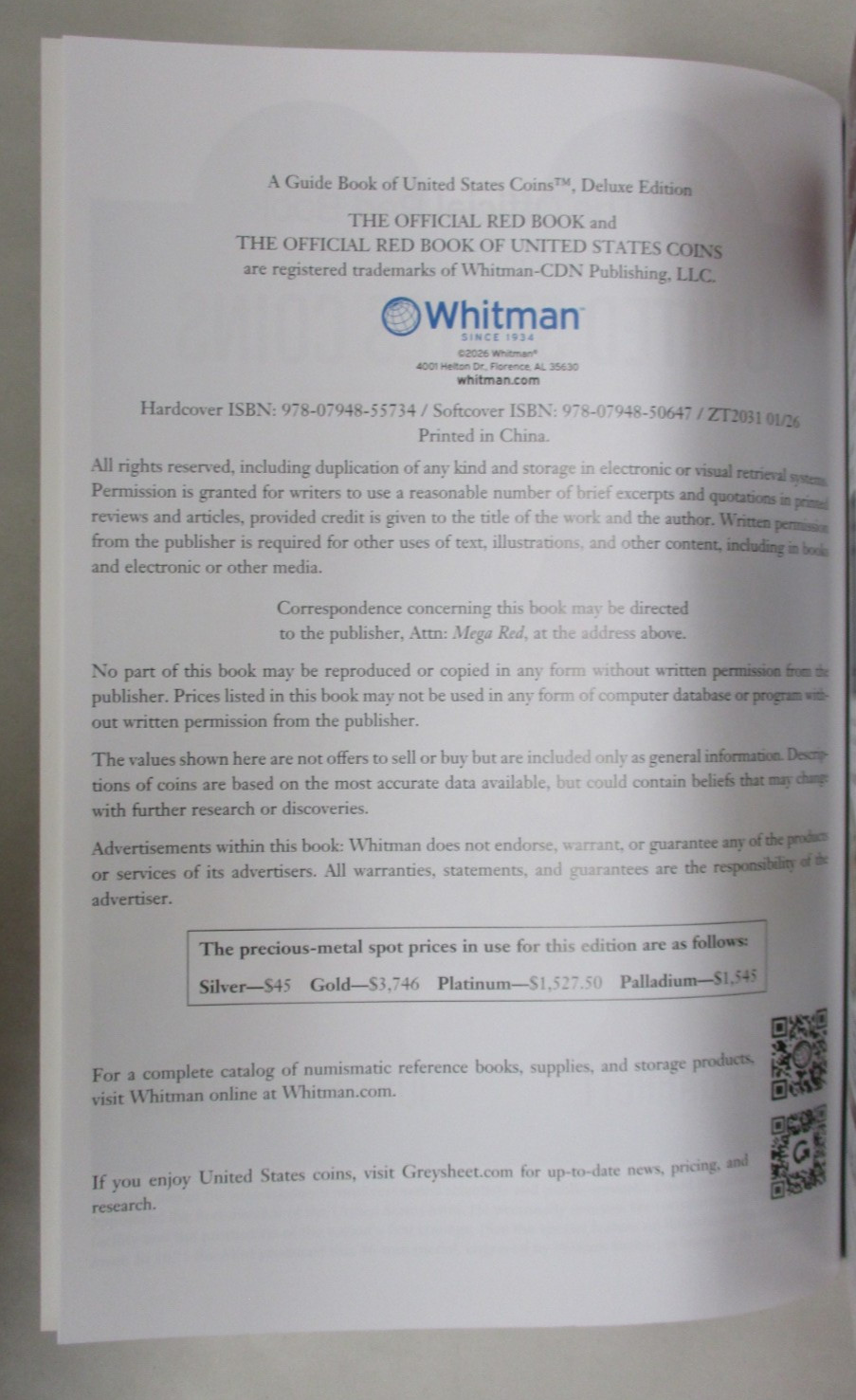 Mega Red A Guide Book of United States Coins Deluxe 10th Edition Softcover