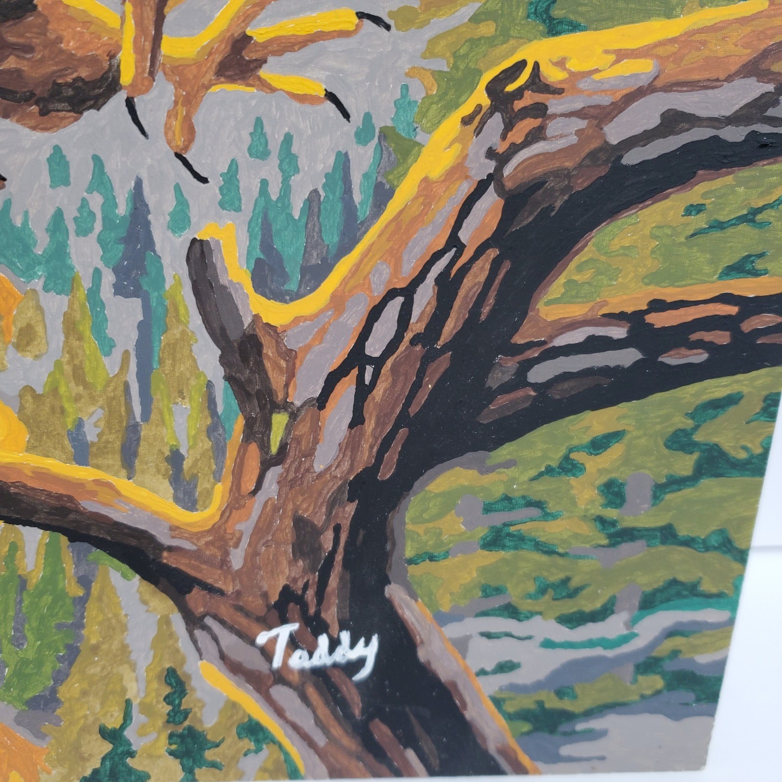 Vintage Bald Eagle Paint By Number Art Sunset Landscape Signed Teddy 16x20