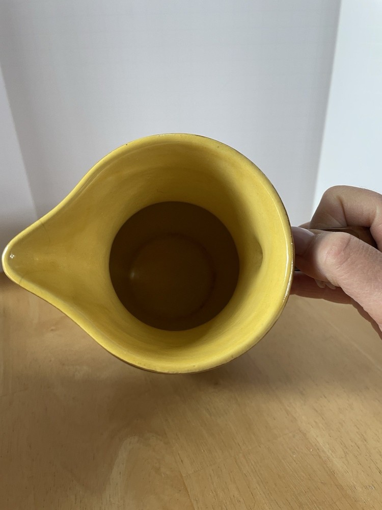 Pitcher Brown Glazed 7 1/2” Yellow Interior