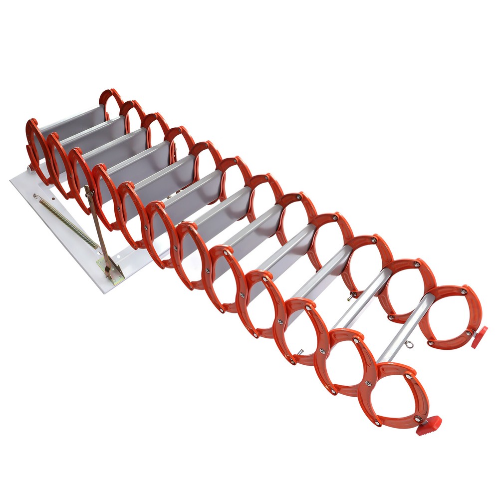 12 Steps Attic Ladder Folding Loft Ladder Wall Mounted Pull Down Attic Stairs