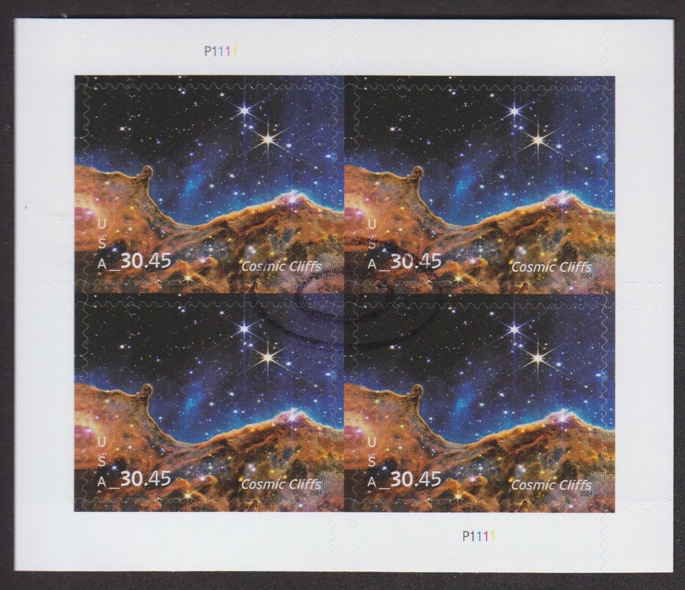 CANCELED POSTAL COUNTERFEIT SHEETLET FOR STUDY $30.45  Cosmic Cliffs Express