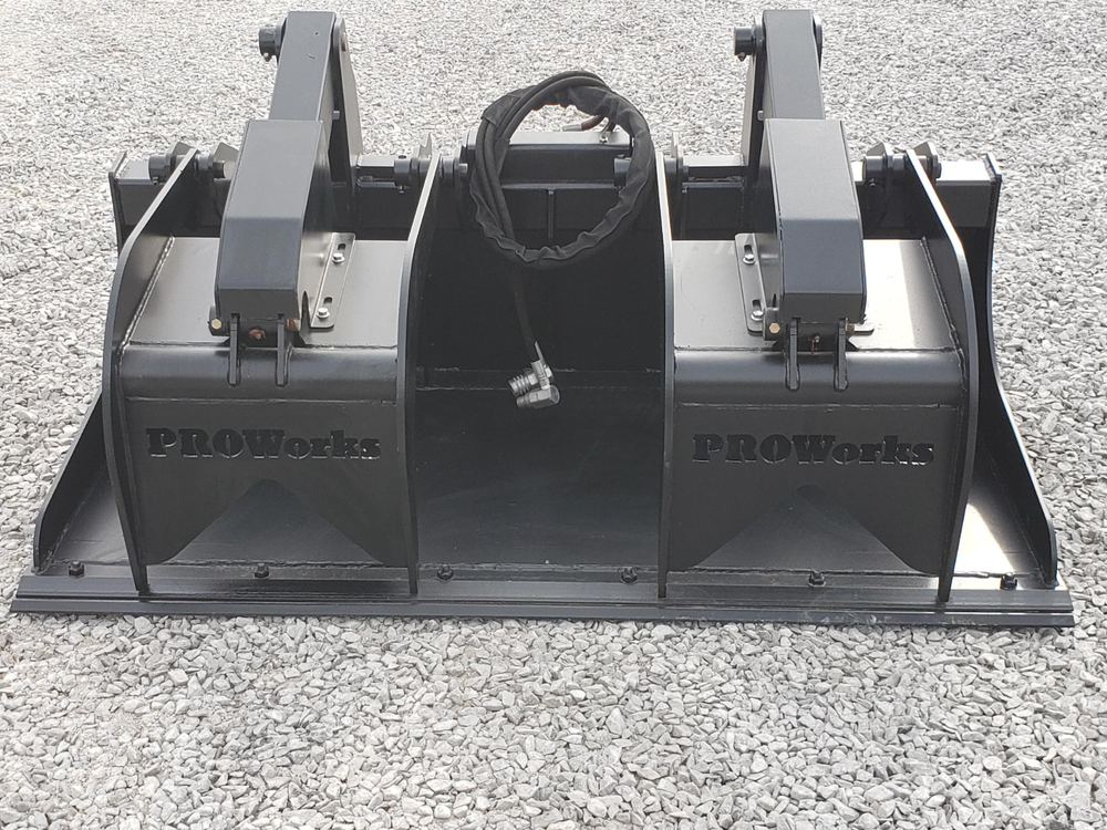 66″ Severe Duty Solid Bottom Bucket Grapple with Bolt on Edge Fits Skid Steer QA