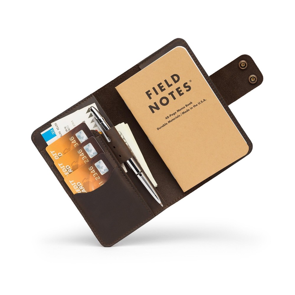 Leather Notebook Cover for Field Notes, Handmade Refillable Journal Cover wit...