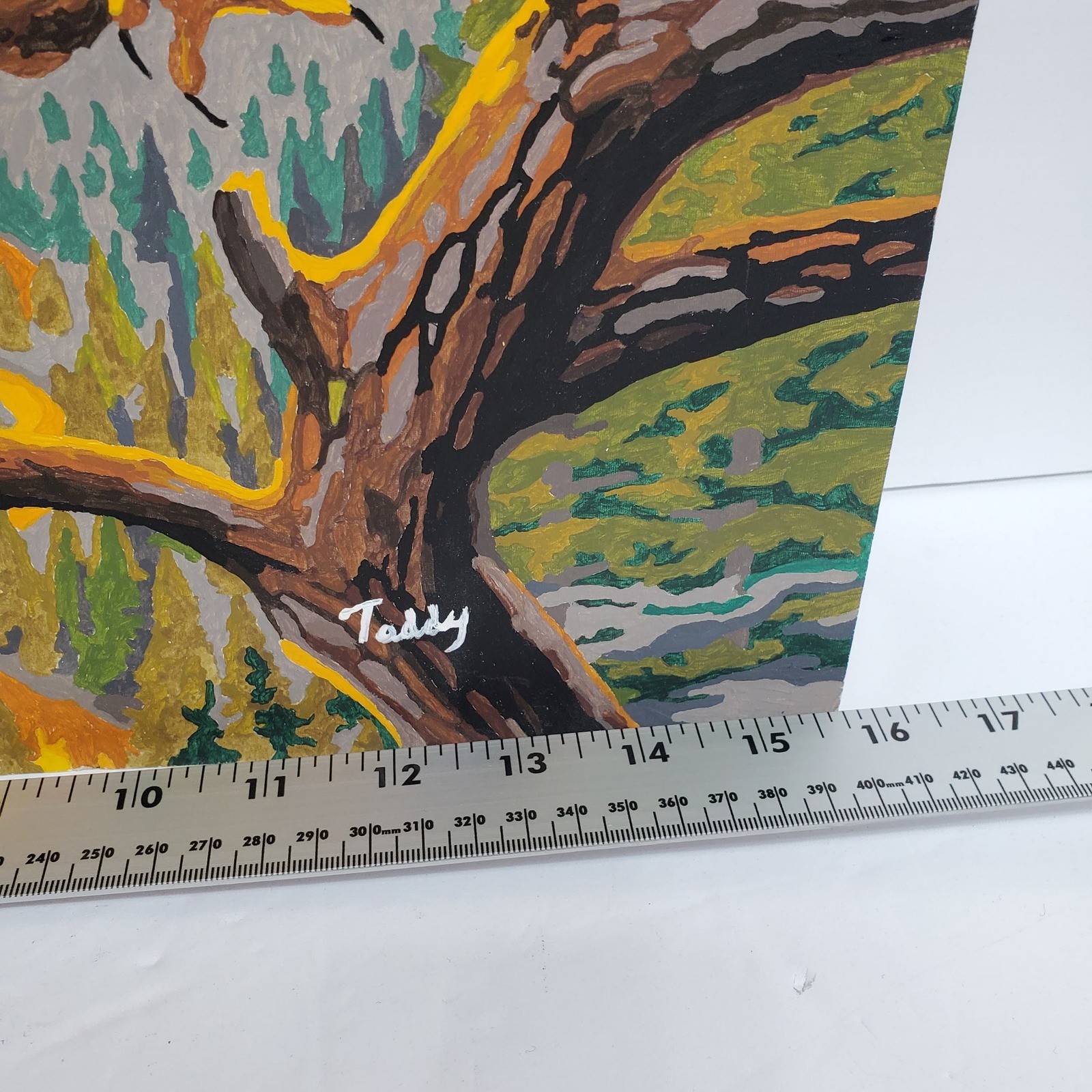 Vintage Bald Eagle Paint By Number Art Sunset Landscape Signed Teddy 16x20