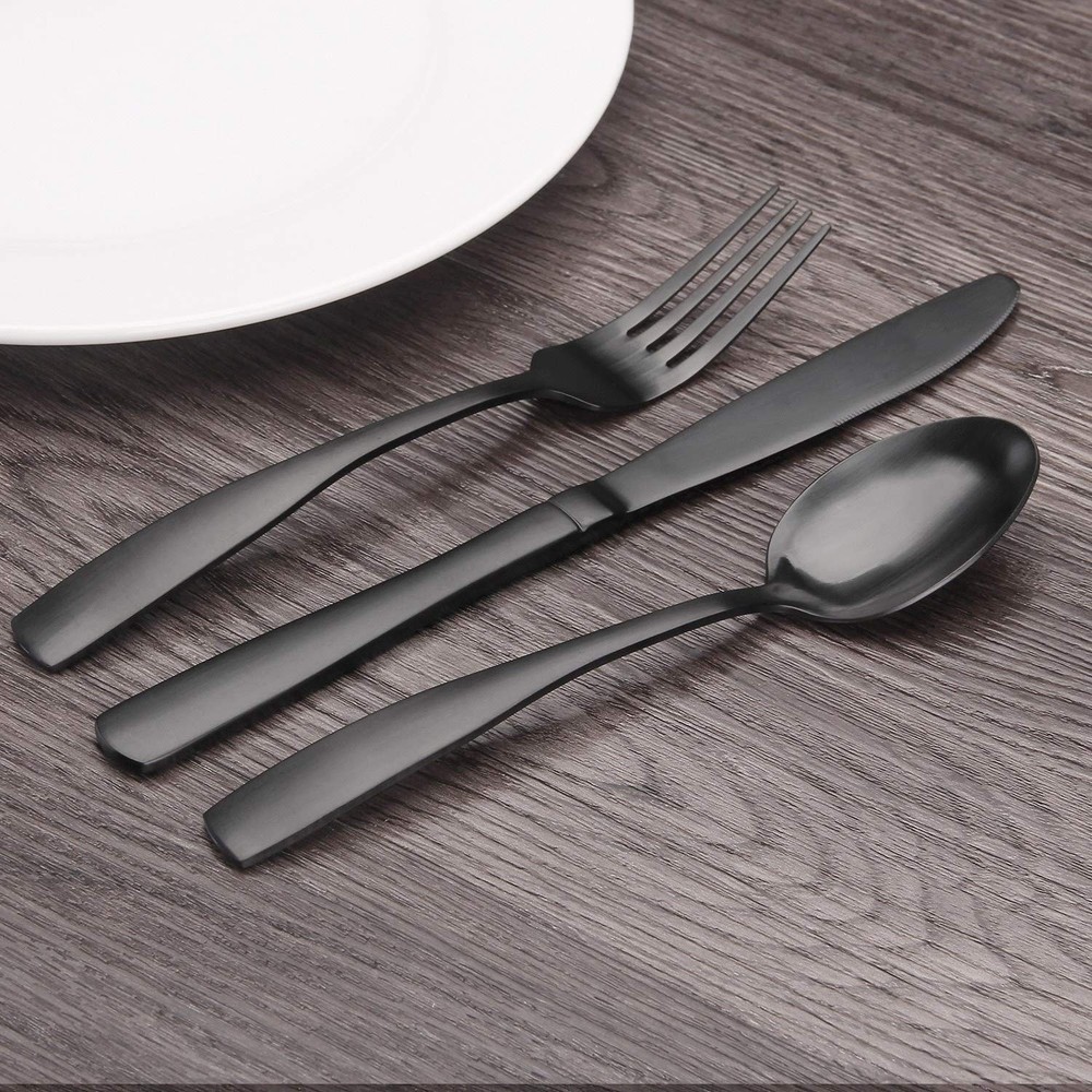 Matte Black Silverware Set, Bysta 20-Piece Stainless Steel Flatware Set, Kitchen