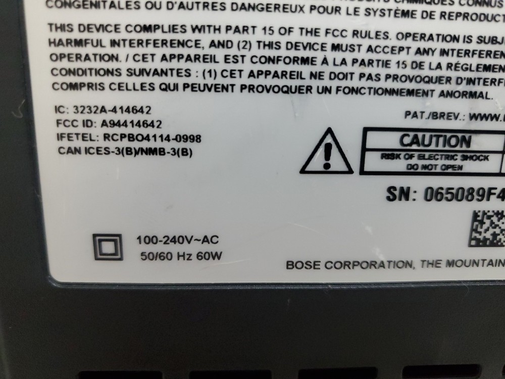 Bose Cinemate 120 AV Control Console 414642 Untested Sold AS IS