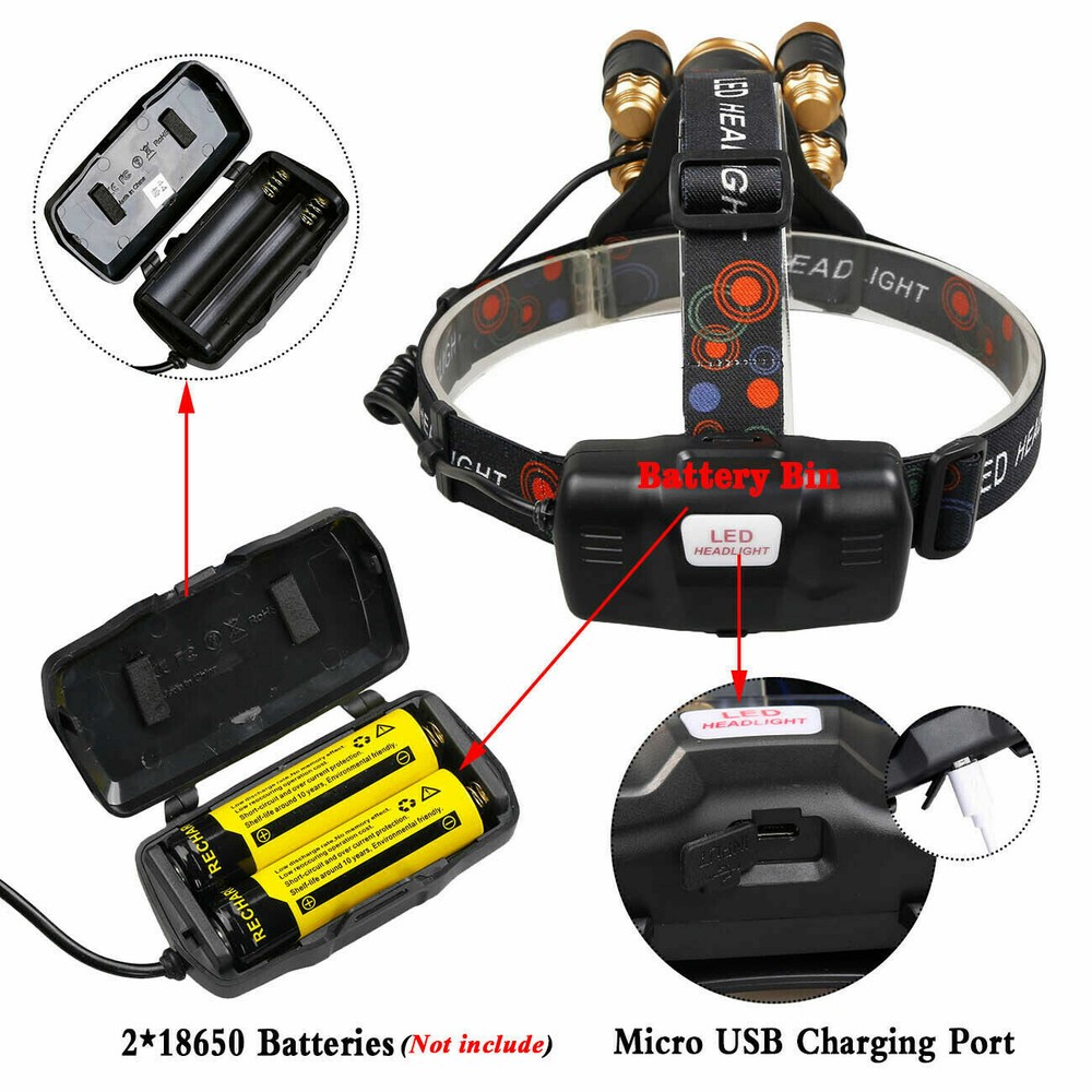 Super-bright 5 LED Headlamp Headlight Flashlight Head Torch Lamp