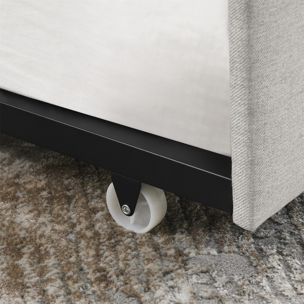 Twin/Full Size Daybed w/ Pull-Out Trundle Bed Upholstered Bed Frame Sofa Bed US