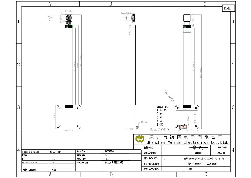 48MP USB Camera Module Fast Auto Focus Webcam UVC USB 2.0 Industrial Camera