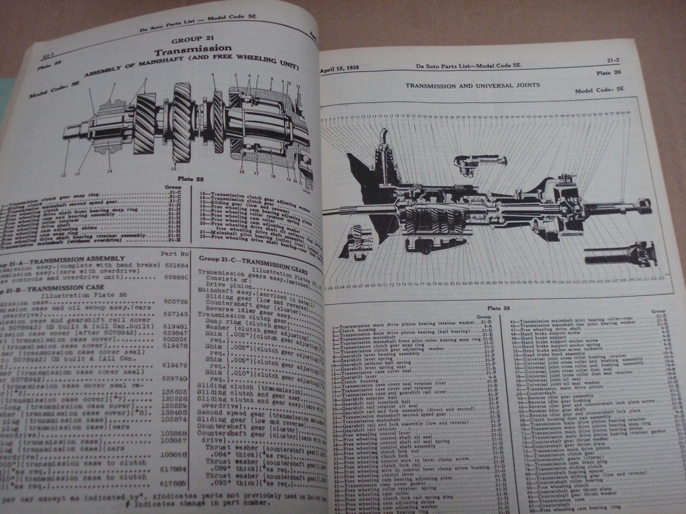 1934 De Soto Model Code SE Parts List Book Cdn