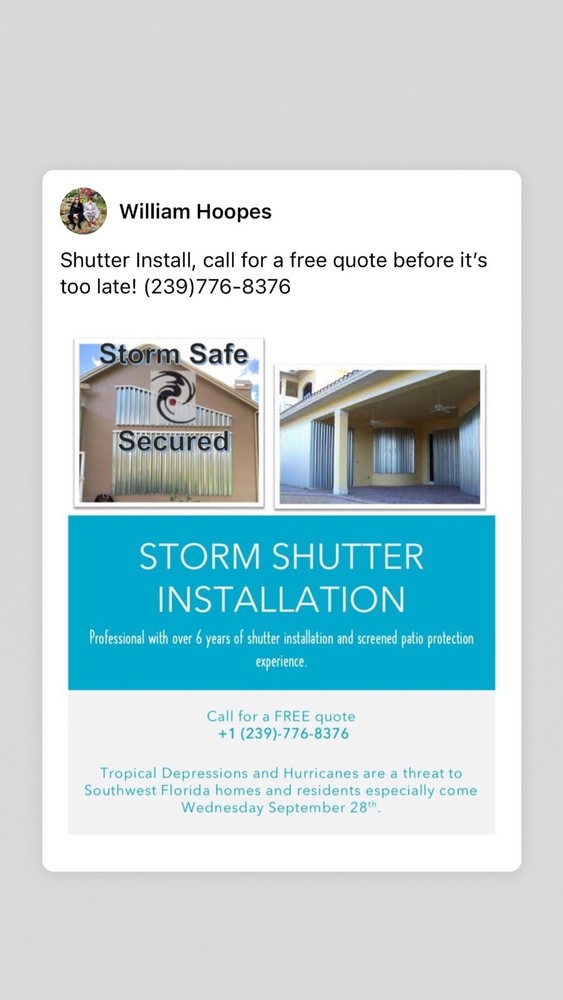 Shutter installation call 239-776-8376
