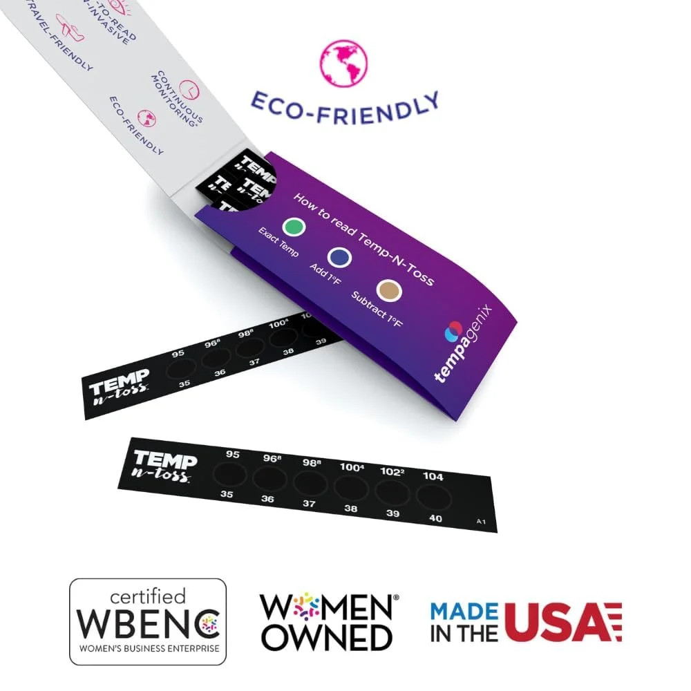 Temp-N-Toss Disposable Forehead Thermometer Strips Set - 6 Pack for Quick and Ea