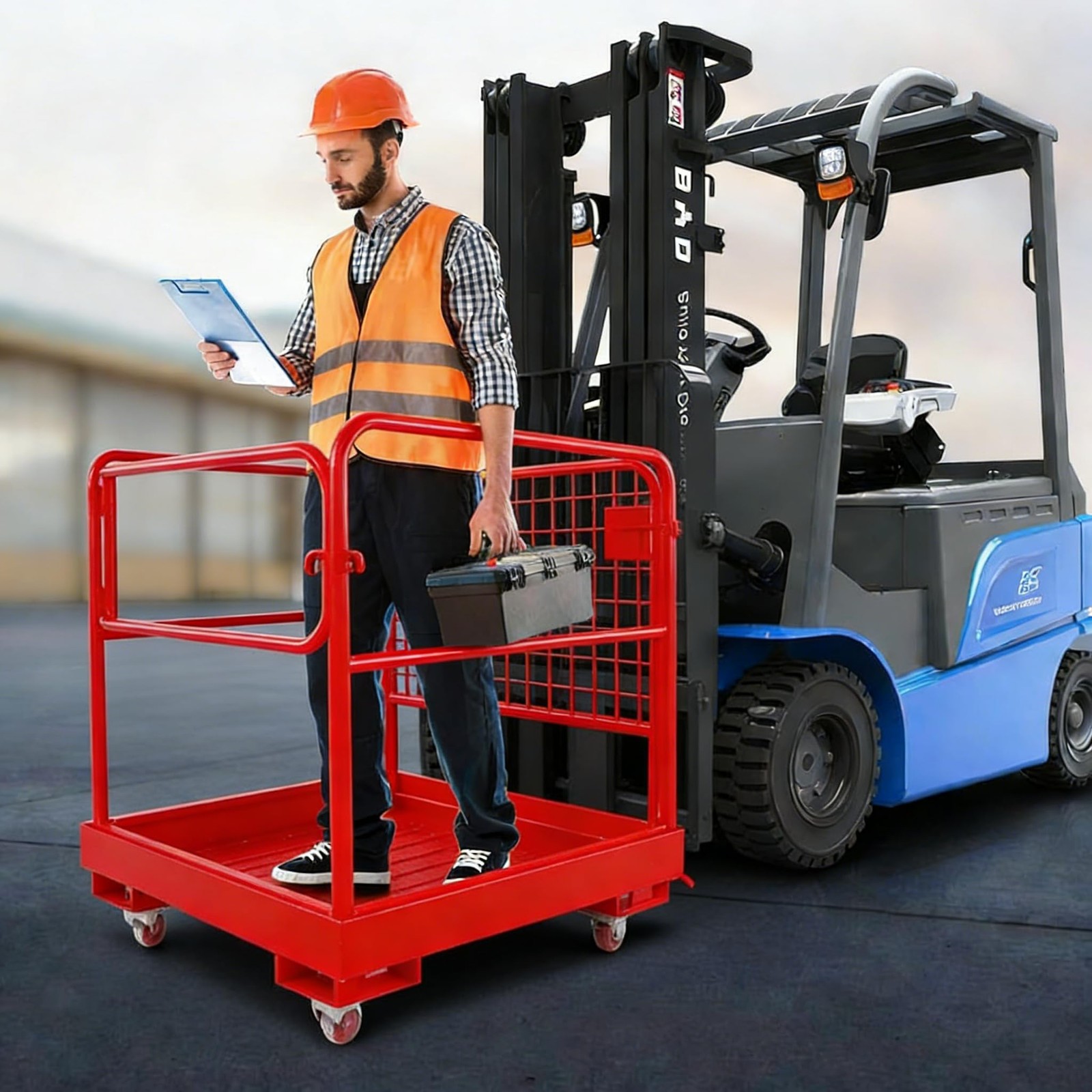 Forklift Safety Cage, 36"x36" Forklift Man Basket, 1200lb Capacity Work Platform