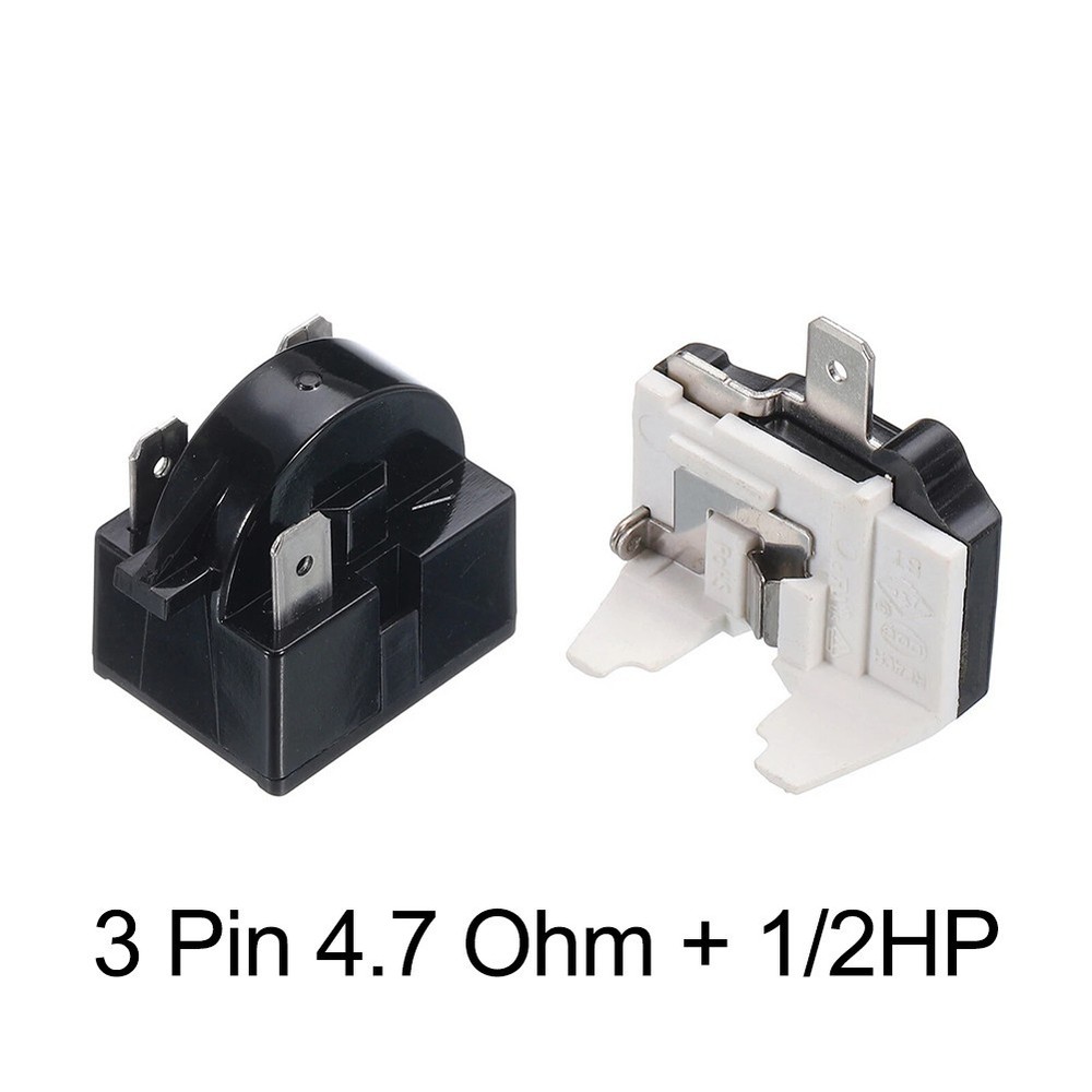 PTC Starter Relay 3 Pin 47 Ohm with Overload Protector for Refrigerators