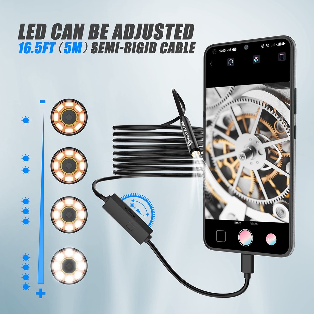 1920P Endoscope Snake Inspection Camera, Lightswim Type C Borescope, Scope Ca...